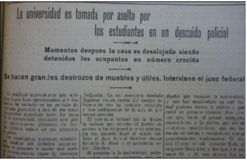 Noticia sobre la reforma en la UNLP - El  Argentino - 6 de diciembre de 1919