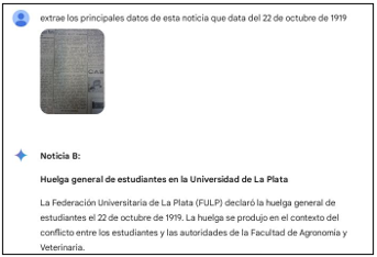 Indicación para incorporar la fuente digitalizada y parte del  resultado